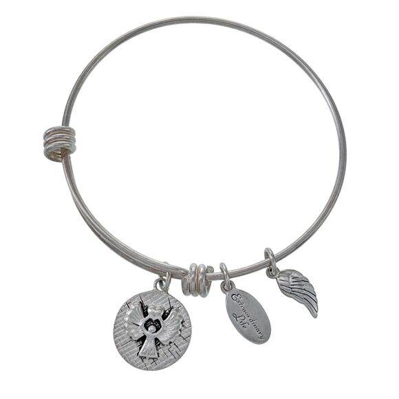 Footnotes Sterling Silver Extraordinary Life Angel Charm Slide Bracelet 7.25" - Picture 1 of 6